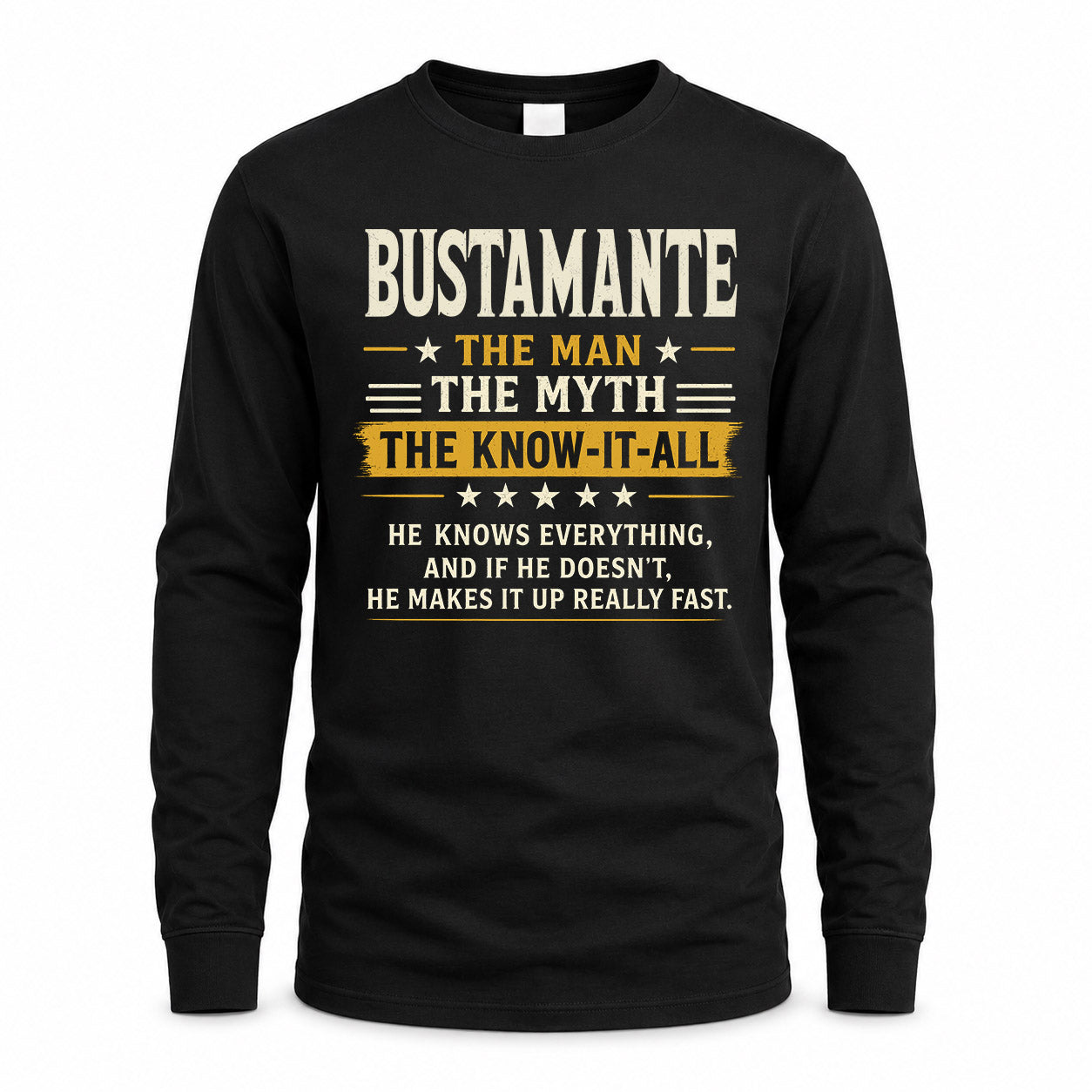 BUSTAMANTE TM90-K04-125 - NAME Legendary Know-It-All Personalized Funny Shirt