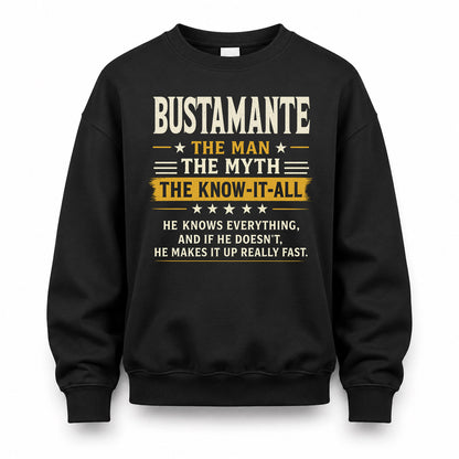 BUSTAMANTE TM90-K04-125 - NAME Legendary Know-It-All Personalized Funny Shirt