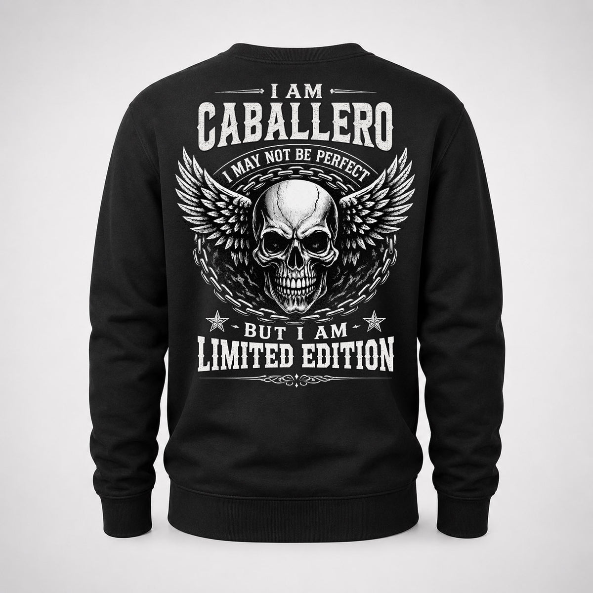 CABALLERO P01-K24-229 – Personalized Skull Graphic Apparel “I Am NAME I May Not Be Perfect But I Am Limited Edition”