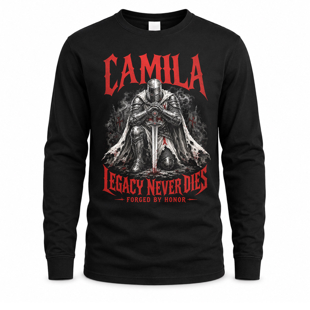 CAMILA HS90-K04-109 - NAME Legacy Never Dies Forged By Honor Personalized Knight