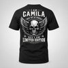 CAMILA P01-K24-229 – Personalized Skull Graphic Apparel “I Am NAME I May Not Be Perfect But I Am Limited Edition”