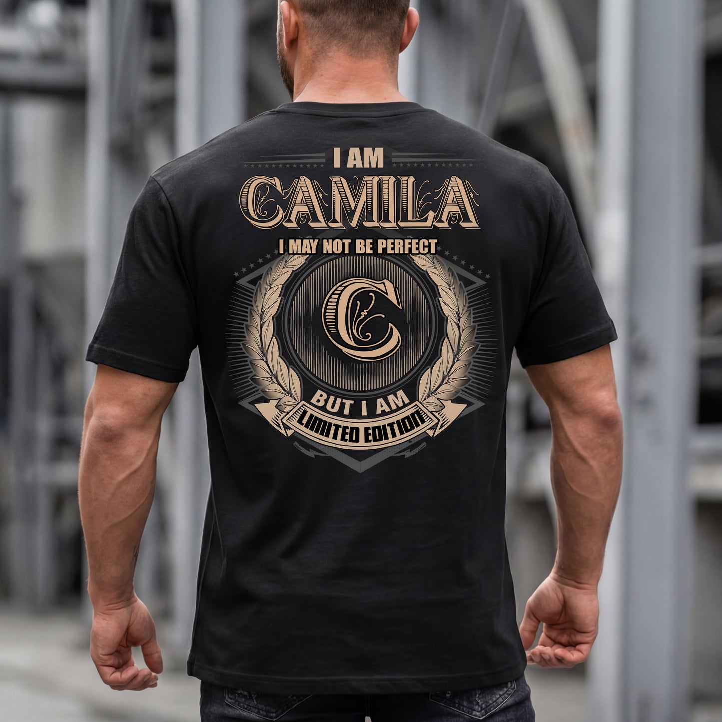 CAMILA PH55-T25-Personalized Name Quote Apparel “I Am NAME May Not Be Perfect But I Am Limited Edition”