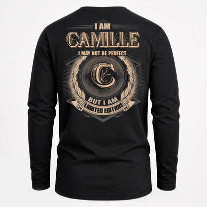 CAMILLE PH55-T25-Personalized Name Quote Apparel “I Am NAME May Not Be Perfect But I Am Limited Edition”