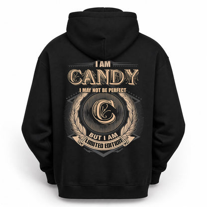 CANDY PH55-T25-Personalized Name Quote Apparel “I Am NAME May Not Be Perfect But I Am Limited Edition”