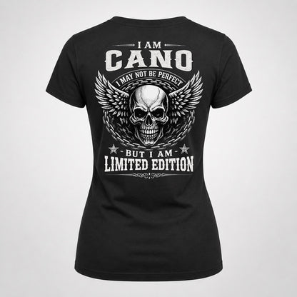 CANO P01-K24-229 – Personalized Skull Graphic Apparel “I Am NAME I May Not Be Perfect But I Am Limited Edition”