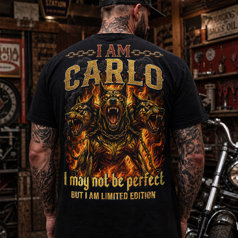 CARLO MP88-F2-168–Personalized Bold Quote Apparel “I Am NAME I May Not Be Perfect But I Am Limited Edition