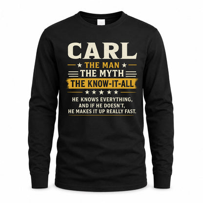 CARL TM90-K04-125 - NAME Legendary Know-It-All Personalized Funny Shirt