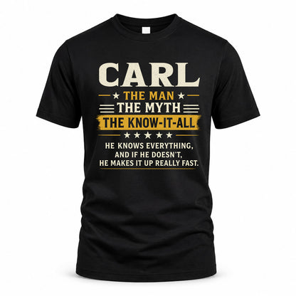 CARL TM90-K04-125 - NAME Legendary Know-It-All Personalized Funny Shirt