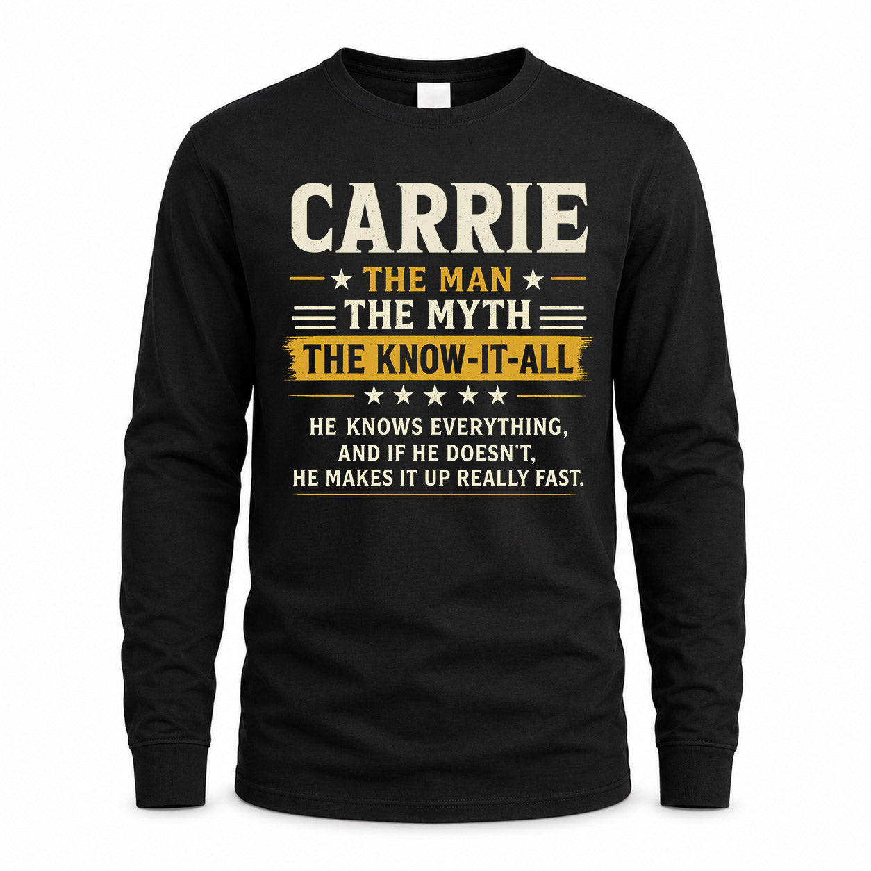 CARRIE TM90-K04-125 - NAME Legendary Know-It-All Personalized Funny Shirt