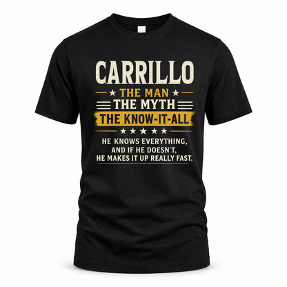 CARRILLO TM90-K04-125 - NAME Legendary Know-It-All Personalized Funny Shirt