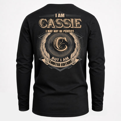 CASSIE PH55-T25-Personalized Name Quote Apparel “I Am NAME May Not Be Perfect But I Am Limited Edition”