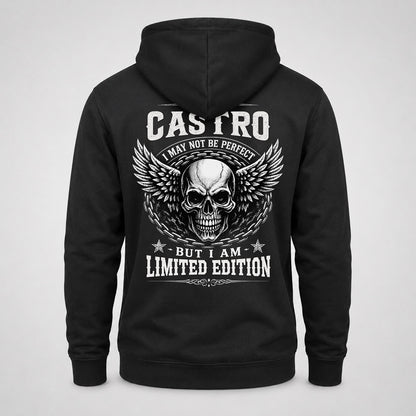 CASTRO P01-K24-229 – Personalized Skull Graphic Apparel “I Am NAME I May Not Be Perfect But I Am Limited Edition”