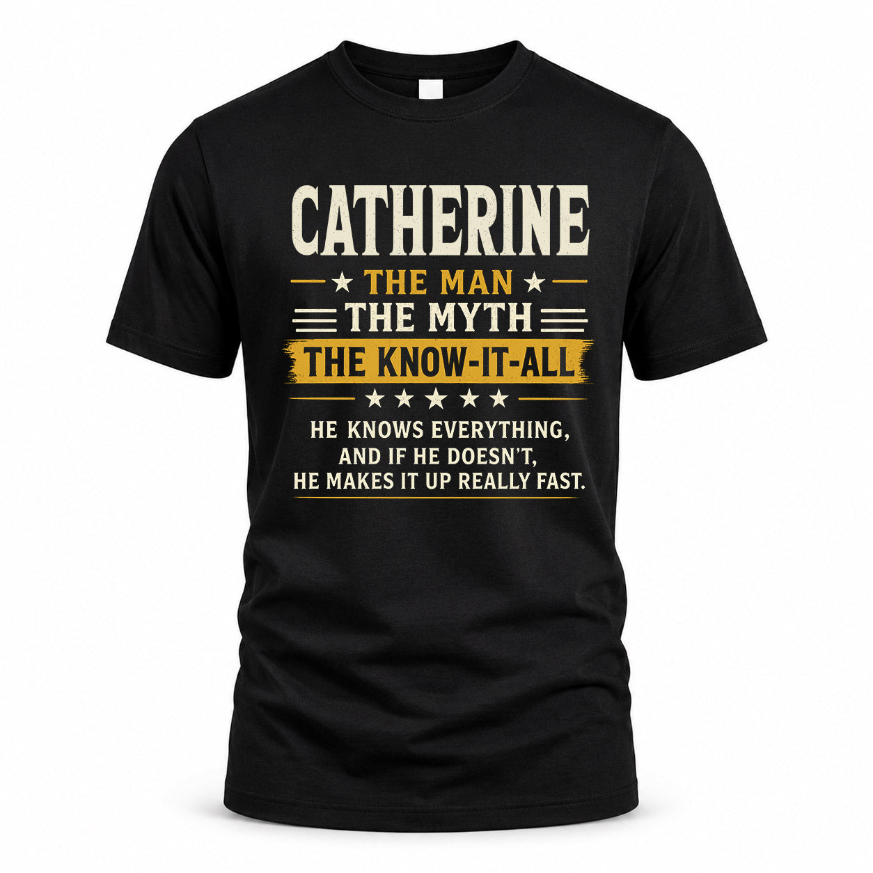 CATHERINE TM90-K04-125 - NAME Legendary Know-It-All Personalized Funny Shirt
