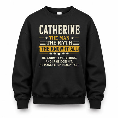CATHERINE TM90-K04-125 - NAME Legendary Know-It-All Personalized Funny Shirt