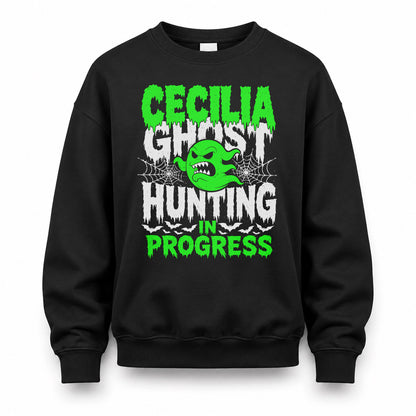 CECILIA HW22-K06-109 - NAME Ghost Hunting In Progress Personalized Halloween Shirt