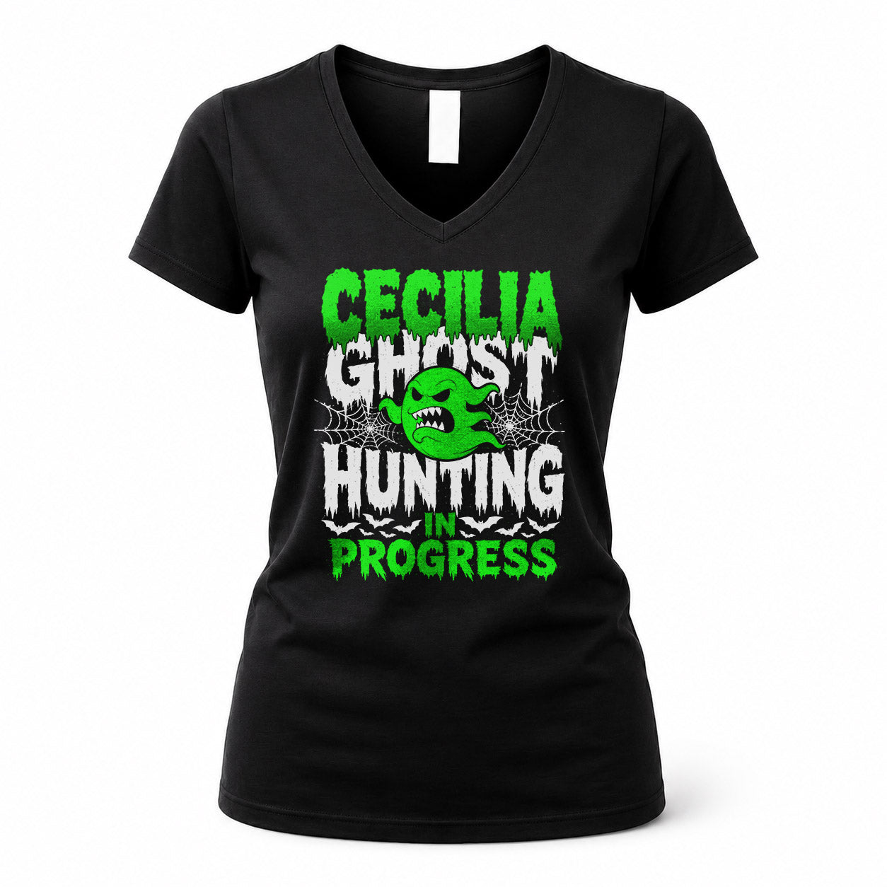 CECILIA HW22-K06-109 - NAME Ghost Hunting In Progress Personalized Halloween Shirt