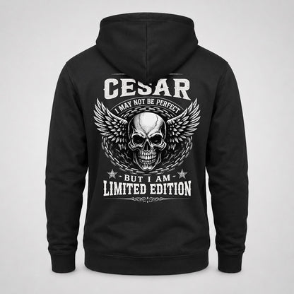 CESAR P01-K24-229 – Personalized Skull Graphic Apparel “I Am NAME I May Not Be Perfect But I Am Limited Edition”