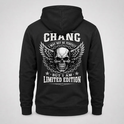 CHANG P01-K24-229 – Personalized Skull Graphic Apparel “I Am NAME I May Not Be Perfect But I Am Limited Edition”