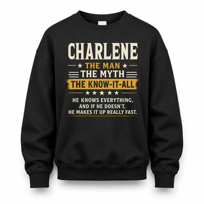 CHARLENE TM90-K04-125 - NAME Legendary Know-It-All Personalized Funny Shirt