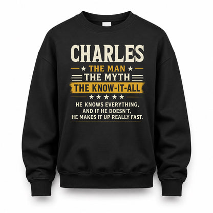 CHARLES TM90-K04-125 - NAME Legendary Know-It-All Personalized Funny Shirt