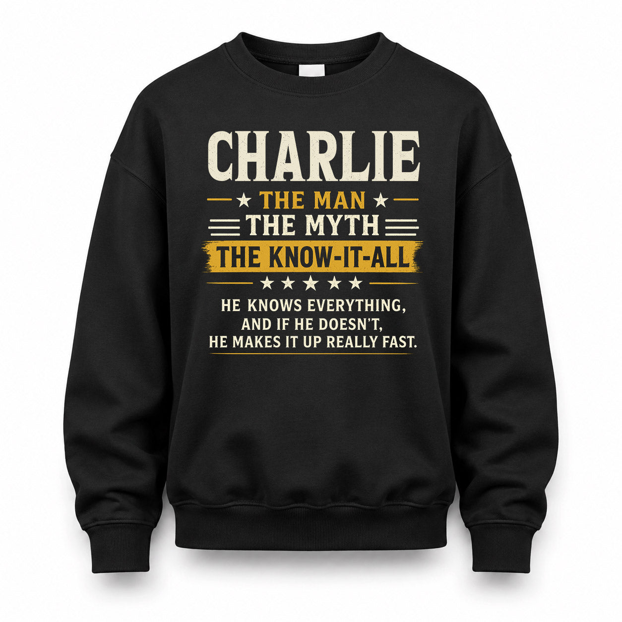 CHARLIE TM90-K04-125 - NAME Legendary Know-It-All Personalized Funny Shirt