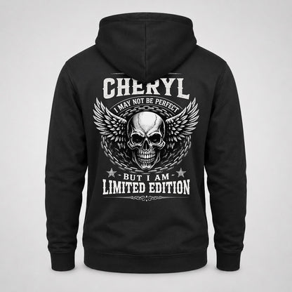 CHERYL P01-K24-229 – Personalized Skull Graphic Apparel “I Am NAME I May Not Be Perfect But I Am Limited Edition”