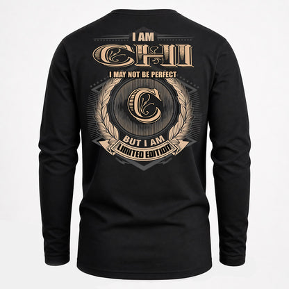CHI PH55-T25-Personalized Name Quote Apparel “I Am NAME May Not Be Perfect But I Am Limited Edition”