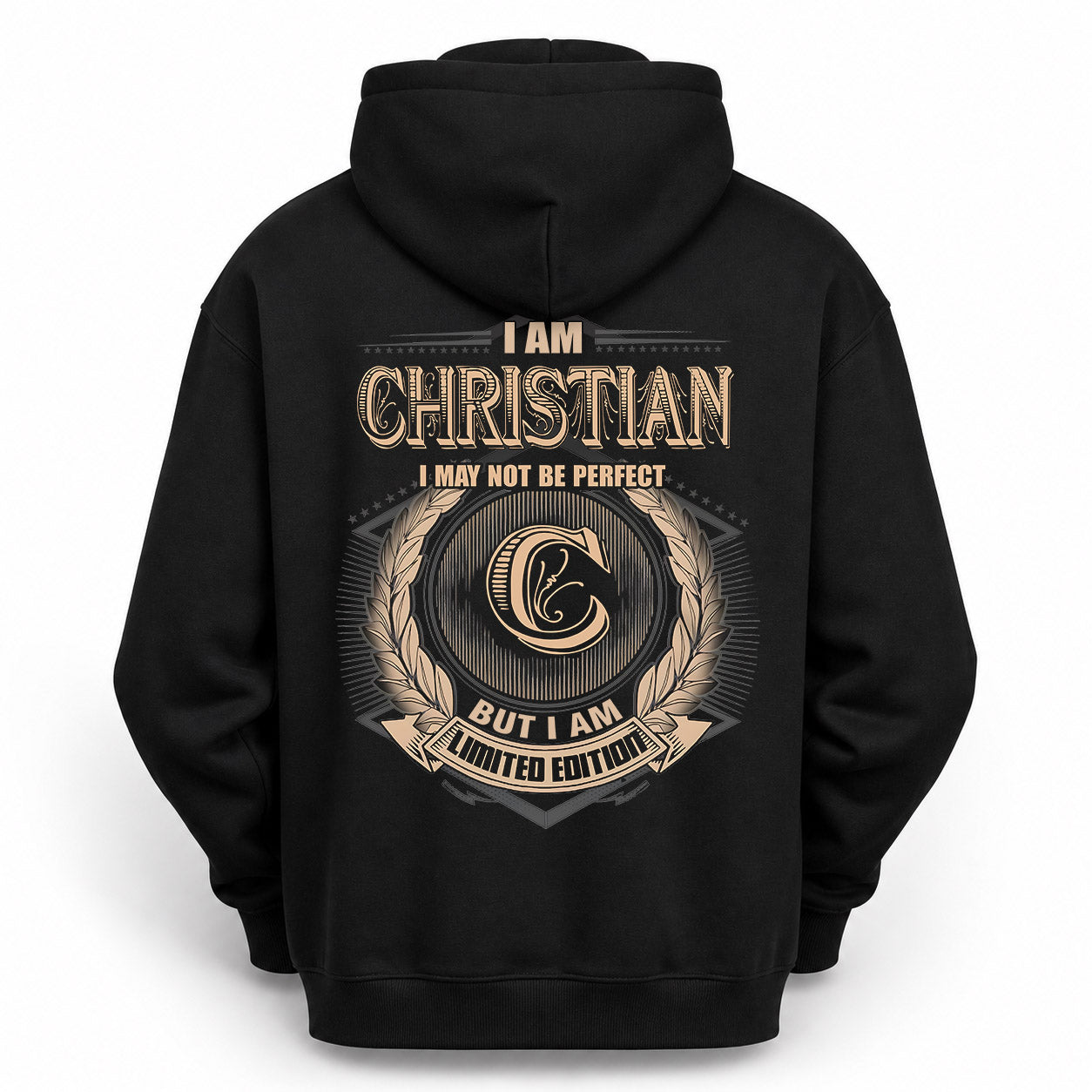 CHRISTIAN PH55-T25-Personalized Name Quote Apparel “I Am NAME May Not Be Perfect But I Am Limited Edition”