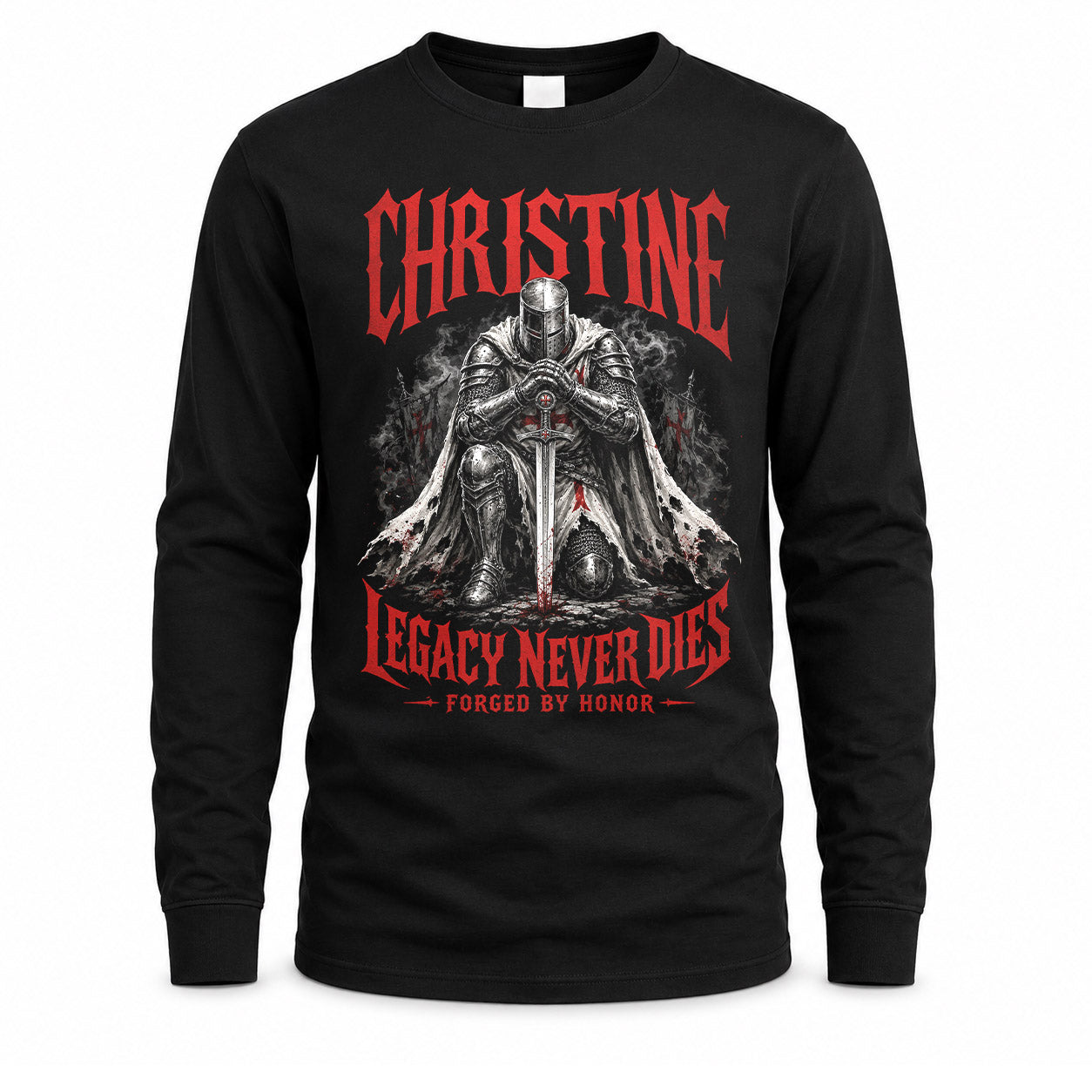 CHRISTINE HS90-K04-109 - NAME Legacy Never Dies Forged By Honor Personalized Knight