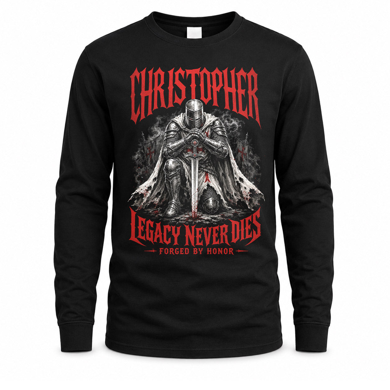 CHRISTOPHER HS90-K04-109 - NAME Legacy Never Dies Forged By Honor Personalized Knight