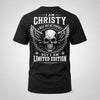 CHRISTY P01-K24-229 – Personalized Skull Graphic Apparel “I Am NAME I May Not Be Perfect But I Am Limited Edition”