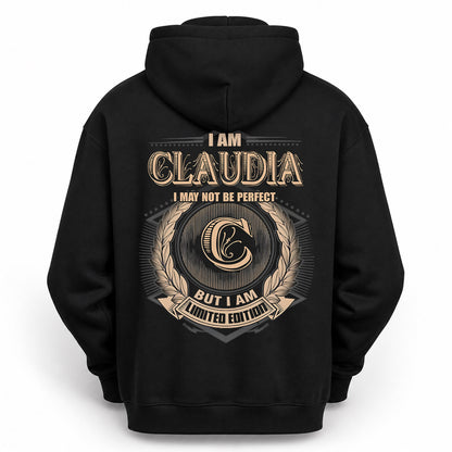 CLAUDIA PH55-T25-Personalized Name Quote Apparel “I Am NAME May Not Be Perfect But I Am Limited Edition”