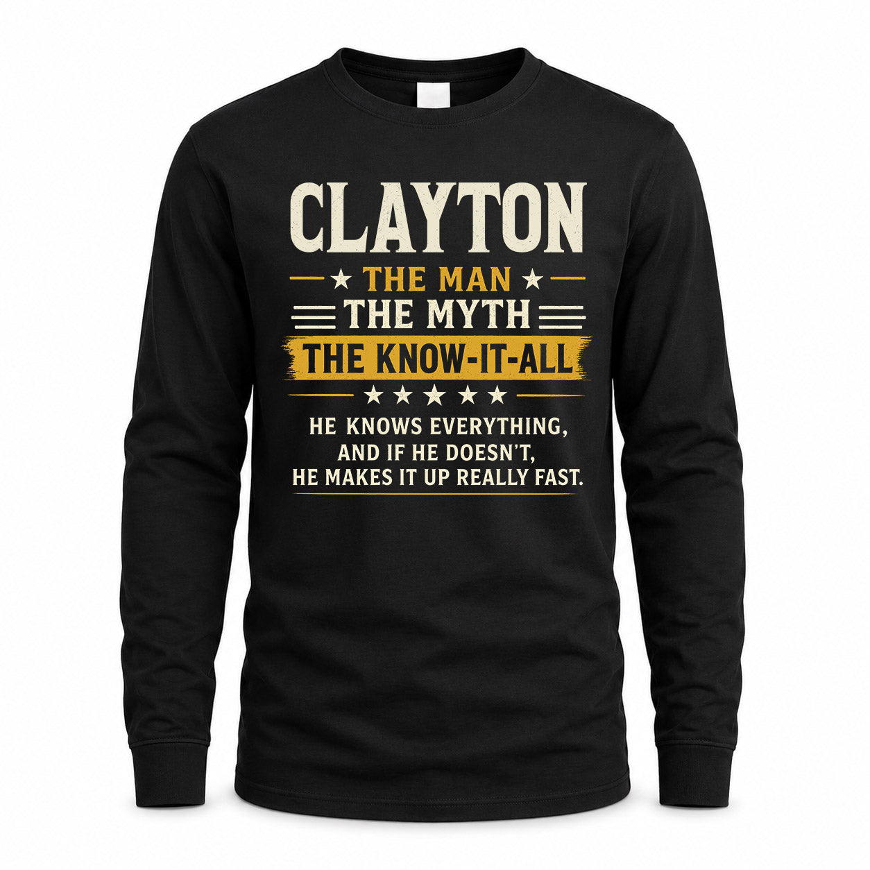 CLAYTON TM90-K04-125 - NAME Legendary Know-It-All Personalized Funny Shirt