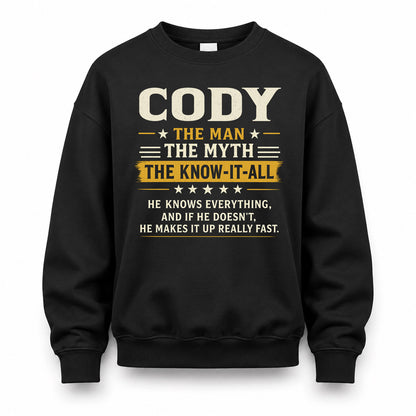 CODY TM90-K04-125 - NAME Legendary Know-It-All Personalized Funny Shirt