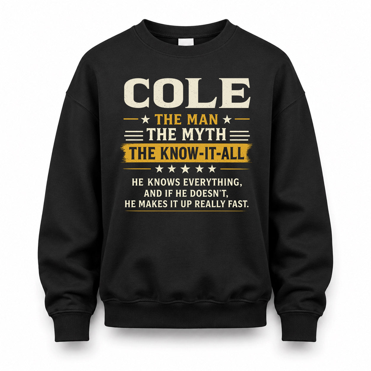 COLE TM90-K04-125 - NAME Legendary Know-It-All Personalized Funny Shirt