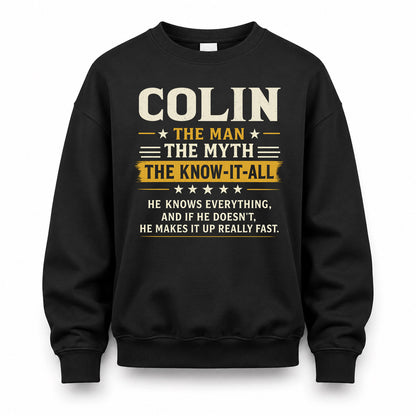 COLIN TM90-K04-125 - NAME Legendary Know-It-All Personalized Funny Shirt
