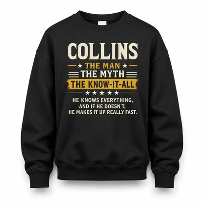 COLLINS TM90-K04-125 - NAME Legendary Know-It-All Personalized Funny Shirt