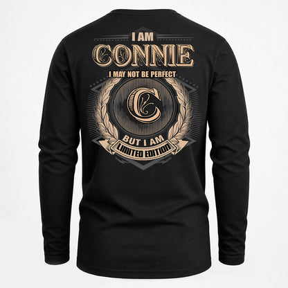 CONNIE PH55-T25-Personalized Name Quote Apparel “I Am NAME May Not Be Perfect But I Am Limited Edition”
