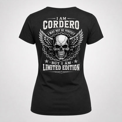 CORDERO P01-K24-229 – Personalized Skull Graphic Apparel “I Am NAME I May Not Be Perfect But I Am Limited Edition”