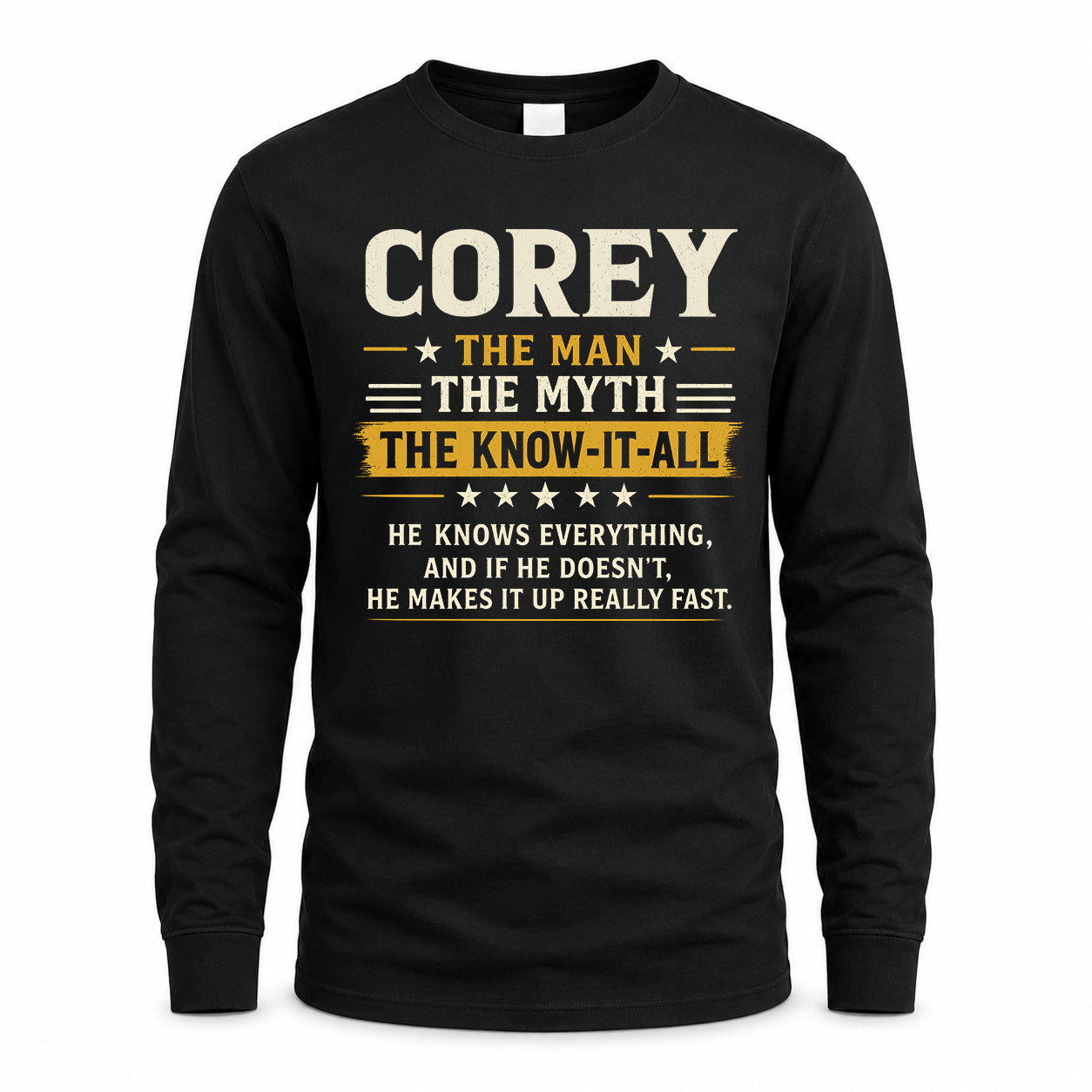 COREY TM90-K04-125 - NAME Legendary Know-It-All Personalized Funny Shirt