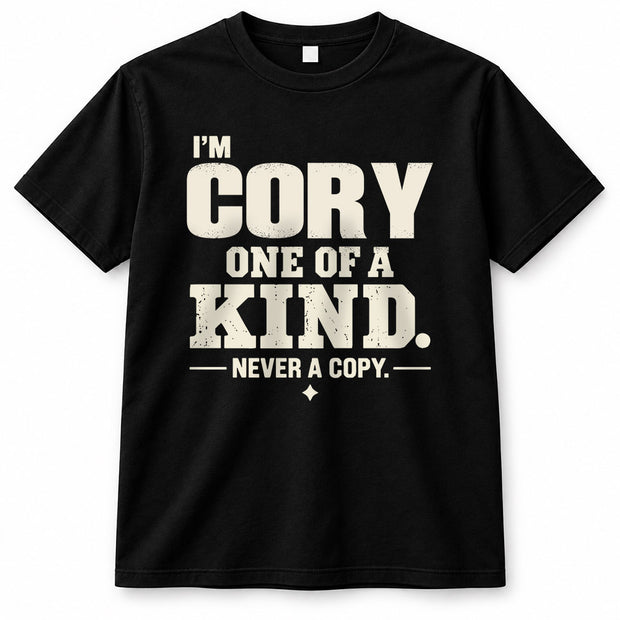 CORY P6-K4-228 Personalized Funny Quote Apparel “I’m NAME – One of a Kind, Never a Copy”