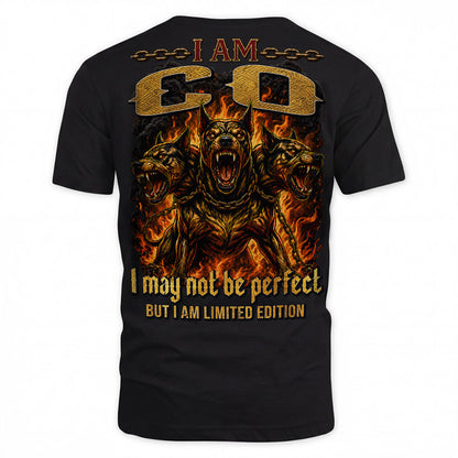 CO MP88-F2-168–Personalized Bold Quote Apparel “I Am NAME I May Not Be Perfect But I Am Limited Edition