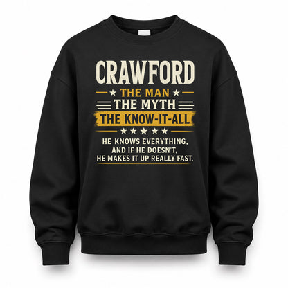 CRAWFORD TM90-K04-125 - NAME Legendary Know-It-All Personalized Funny Shirt