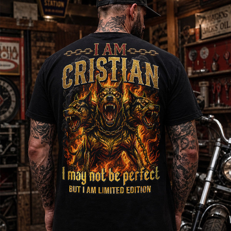 CRISTIAN MP88-F2-168–Personalized Bold Quote Apparel “I Am NAME I May Not Be Perfect But I Am Limited Edition