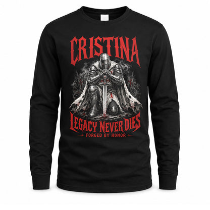 CRISTINA HS90-K04-109 - NAME Legacy Never Dies Forged By Honor Personalized Knight