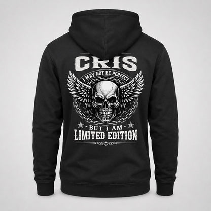 CRIS P01-K24-229 – Personalized Skull Graphic Apparel “I Am NAME I May Not Be Perfect But I Am Limited Edition”
