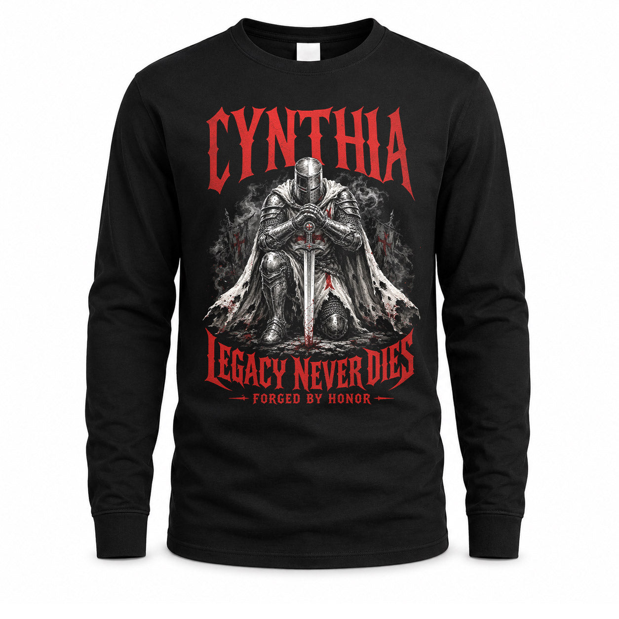 CYNTHIA HS90-K04-109 - NAME Legacy Never Dies Forged By Honor Personalized Knight