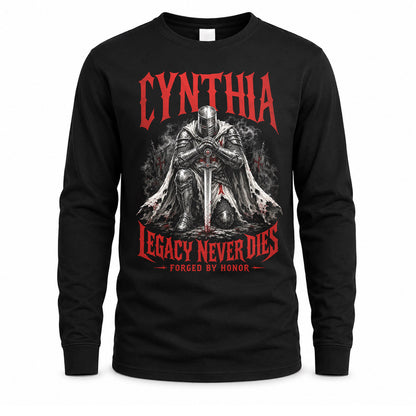 CYNTHIA HS90-K04-109 - NAME Legacy Never Dies Forged By Honor Personalized Knight