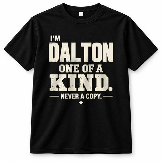 DALTON P6-K4-228 Personalized Funny Quote Apparel “I’m NAME – One of a Kind, Never a Copy”
