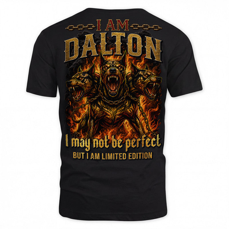 DALTON MP88-F2-168–Personalized Bold Quote Apparel “I Am NAME I May Not Be Perfect But I Am Limited Edition